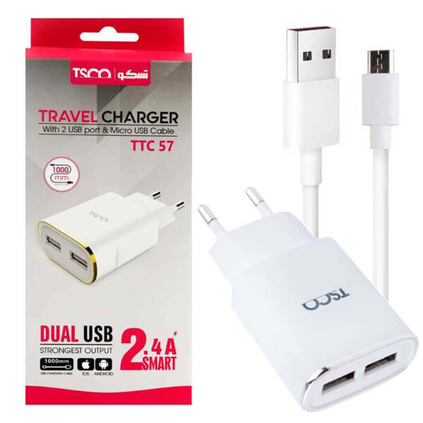 شارژر دیواری تسکو مدل TTC 57به همراه کابل micro USB