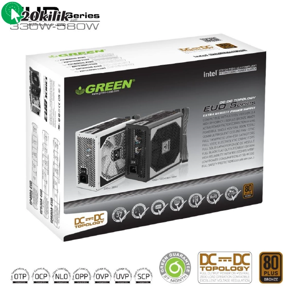 پاور کامپیوتر گرین مدل GP580A-EUD ظرفیت 580 وات BRONZE استوک پاور کامپیوتر گرین مدل GP580A-EUD ظرفیت 580 وات BRONZE استوک - تصویر 2